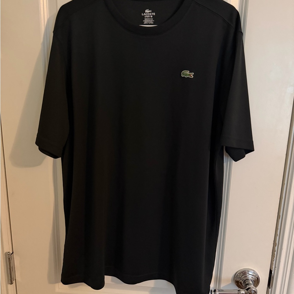 Lacoste Men's Black Tee with Green Logo